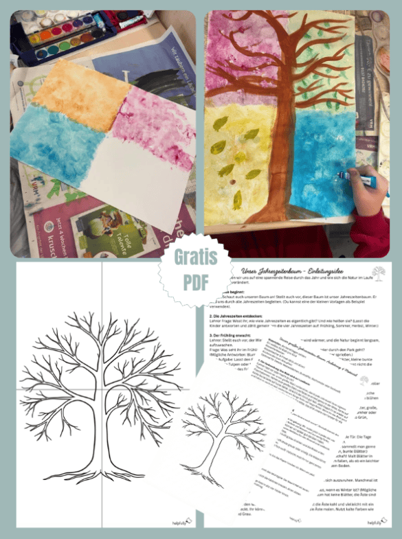 Vorlagen und Anleitung für Jahreszeitenbaum für den Grundschulunterricht
