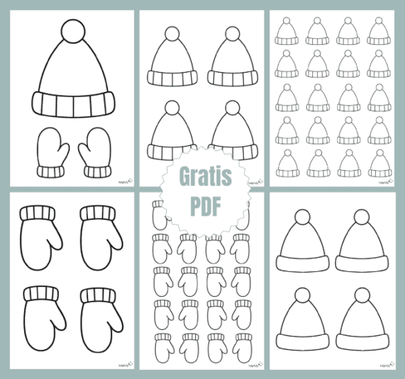 Mützen und Handschuhe als Blanko-Vorlagen zum Malen & Basteln ausdrucken