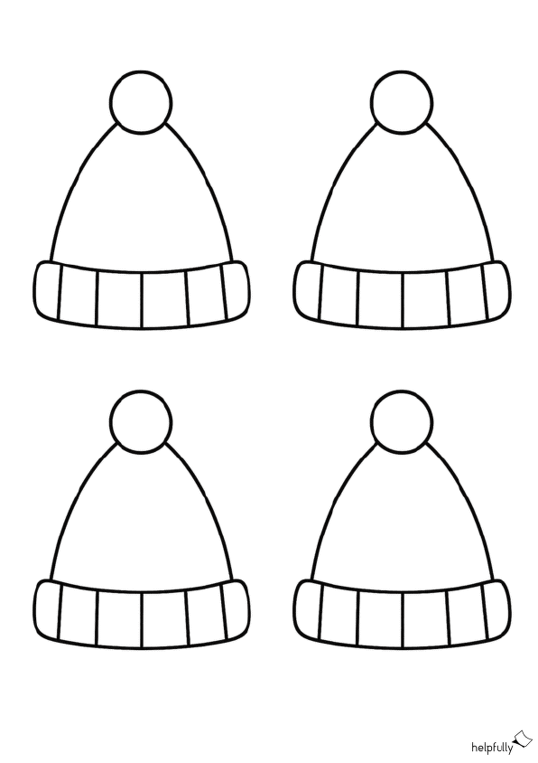 4 Mützen als Blanko-Vorlage zum Ausdrucken, Malen und Basteln