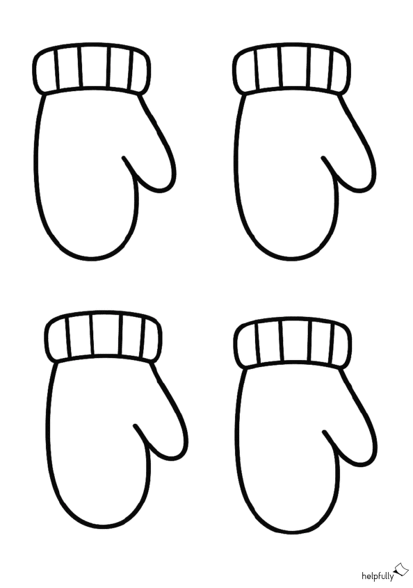Handschuhe rechts als Blanko-Vorlage zum Ausdrucken, Malen und Basteln