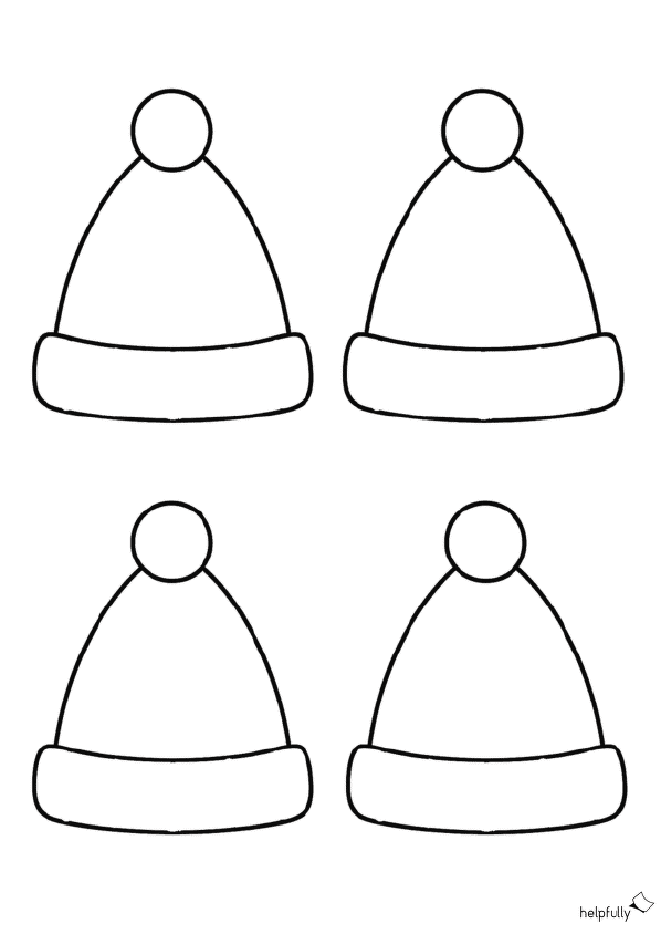 Winter-Mützen als Blanko-Vorlage zum Ausdrucken, Malen und Basteln
