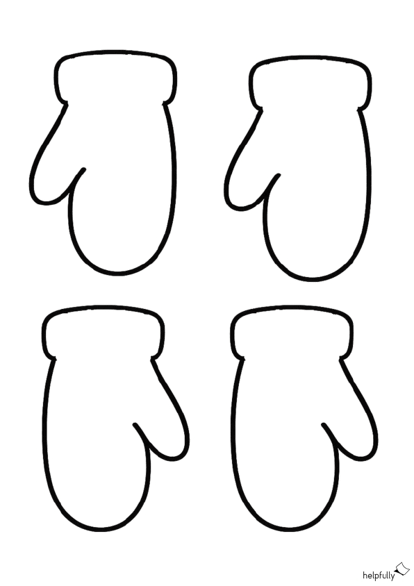 4 Fäustlinge als Blanko-Vorlage zum Ausdrucken, Malen und Basteln