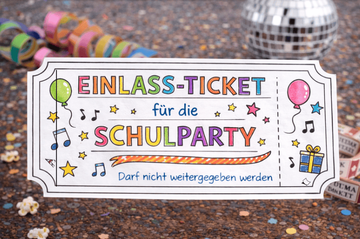 Schulparty oder Einladungskarten sowie Gutscheine basteln mit den Blanko-Tickets