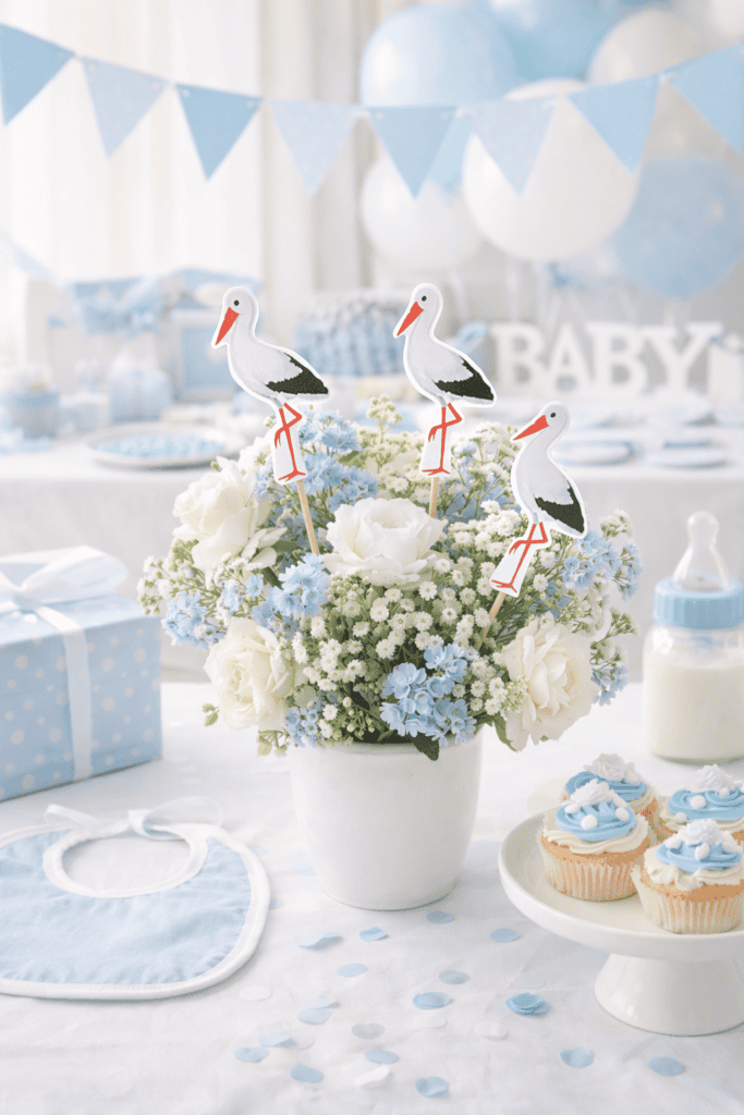 Babyshower-Deko? Klar - die Störche aus Papier sind überall mega schön!