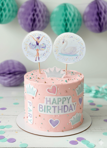 Geburtstagskuchen für Ballerinas dekorieren- mit den Ballet Motiven zum Ausdrucken