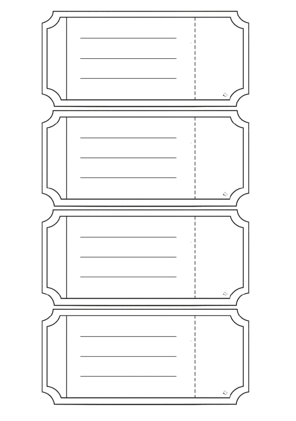 Große, linierte Blanko Tickets zum Selbermachen von Gutscheinen, Einladungen und mehr