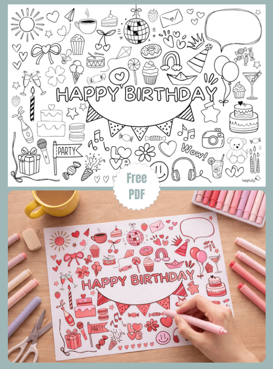 Happy Birthday coloring page for adults