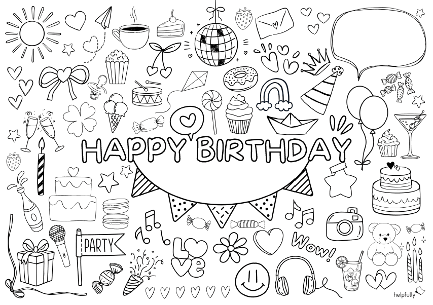 Happy Birthday Colorig page for adults