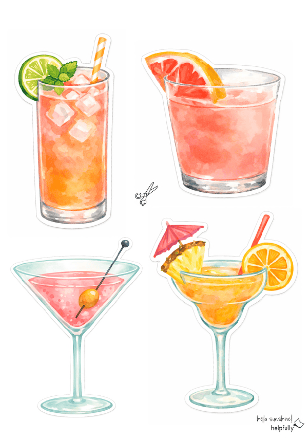 Coole Sommerdeko basteln für Tisch und Party mit den Papier-Drinks von helpfully