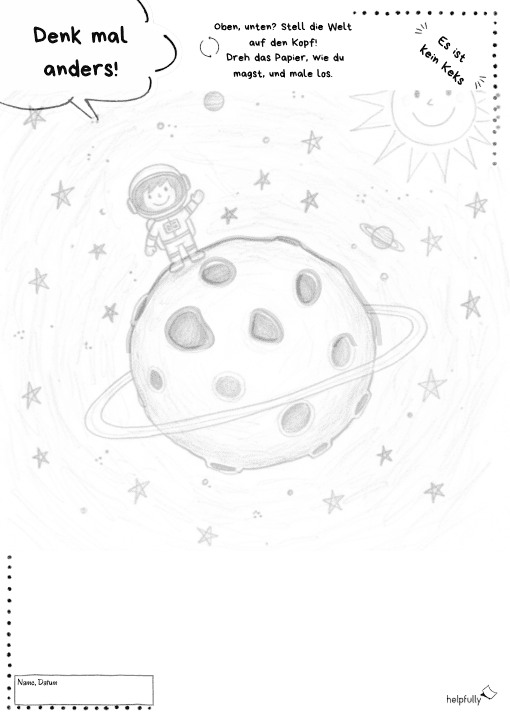 Es ist kein Keks, sondern ein Planet? Denk mal anders Malvorlage  ausdrucken und Ideen sprudeln lassen