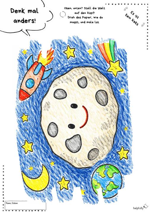 Es ist kein Keks, sondern ein??? Denk mal anders Malvorlage  ausdrucken und Ideen sprudeln lassen