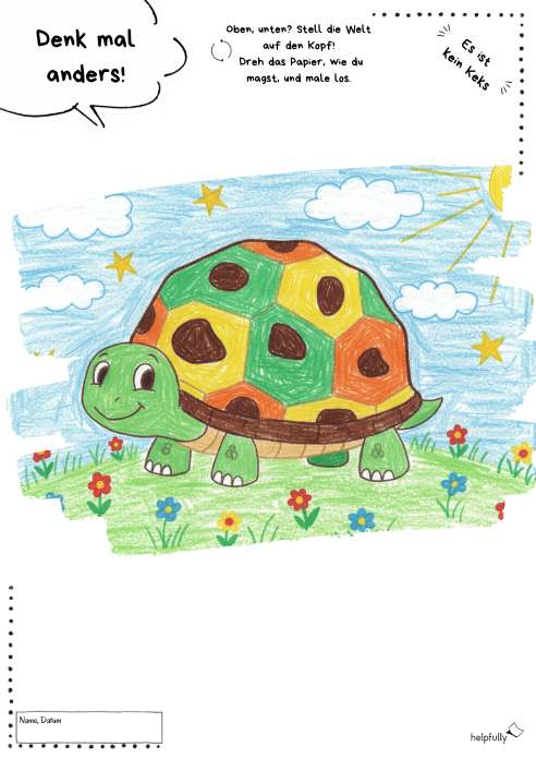 kreatives Denken fördern - mit der Malvorlage Denk mal anders von helpfully