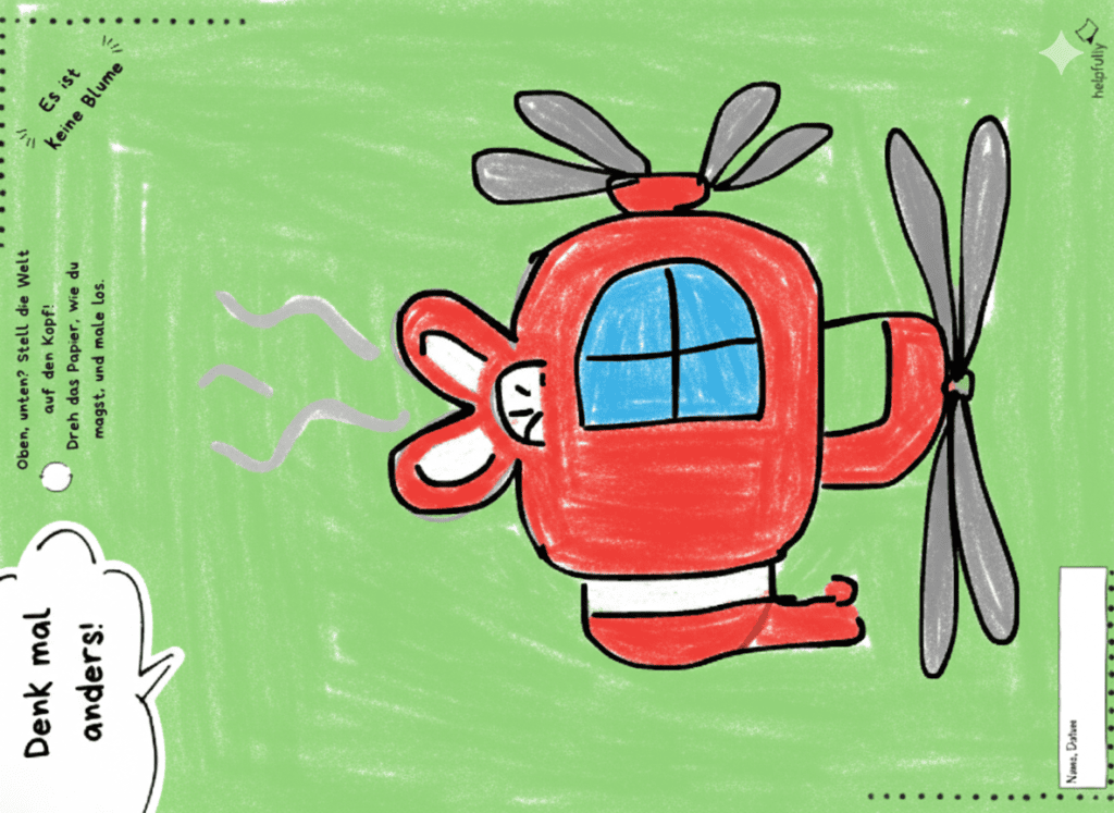 Es ist keine Blume, sondern ein Helikopter - Denk mal anders Malvorlage ausdrucken und Ideen sprudeln lassen