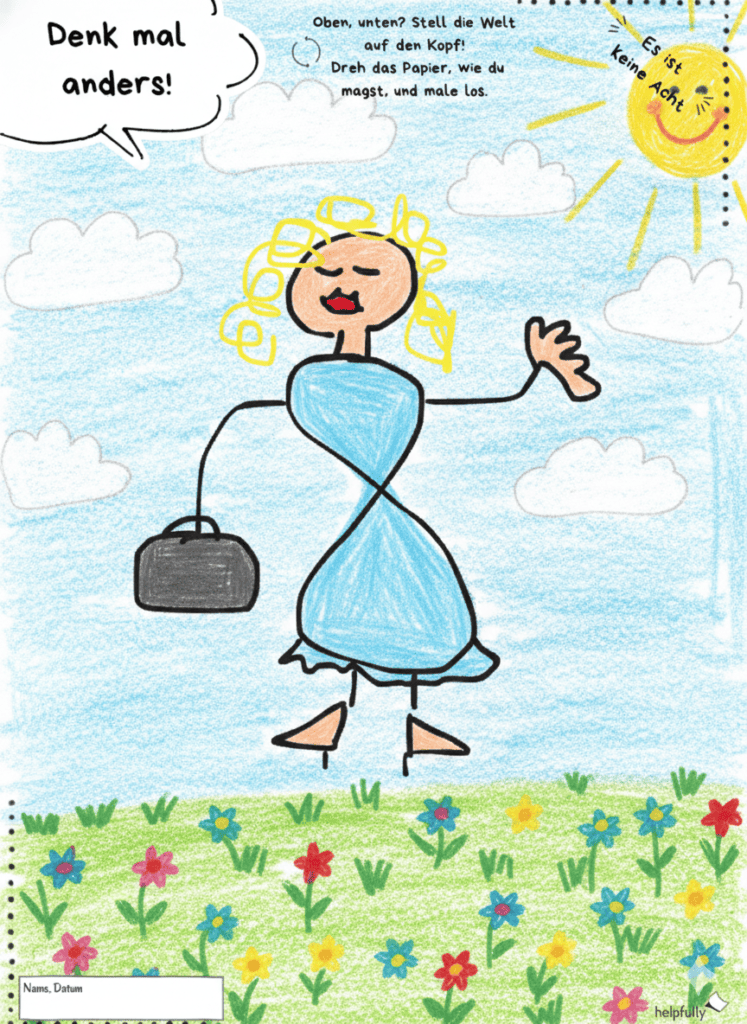 Es ist keine Acht, sondern? Vielleicht eine Frau mit blauem Kleid? Denk mal anders, ist bei der Vorlage unbedingt erwünscht