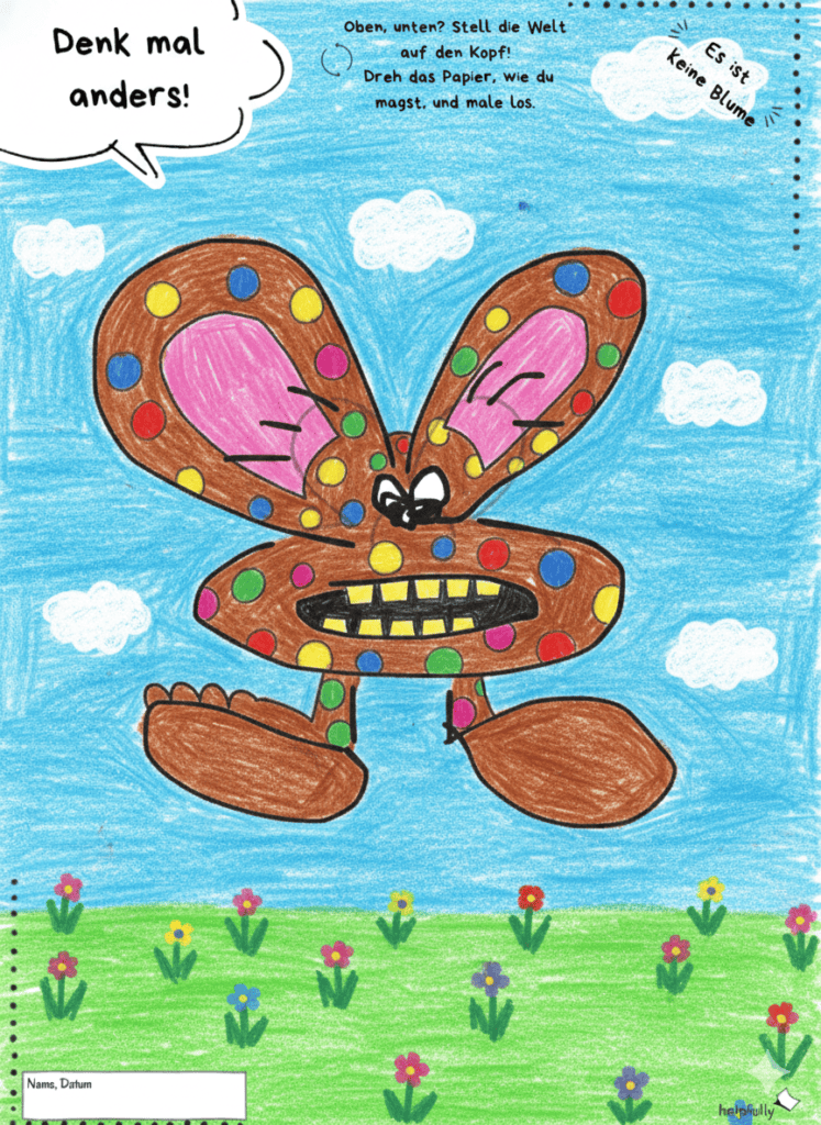 Es ist keine Blume, sondern ein wilder Hase - Denk mal anders Malvorlage ausdrucken und Ideen sprudeln lassen