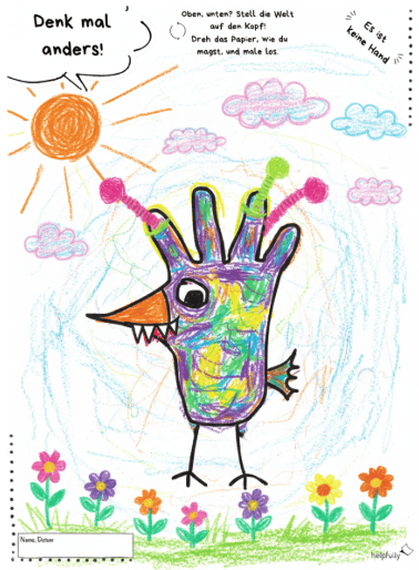 Ein Huhn Monster? Natürlich - bei der Malvorlage Denk mal anders ist alles erlaubt!