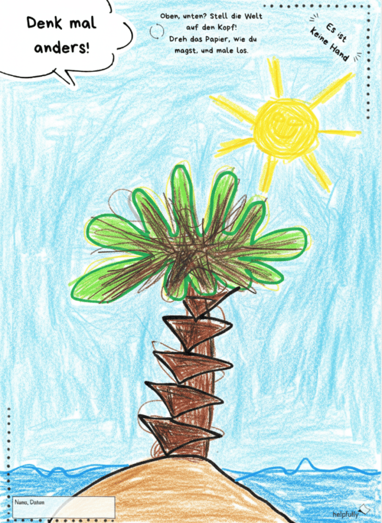 Eine Palme? Klar - bei der Malvorlage Denk mal anders ist alles erlaubt!