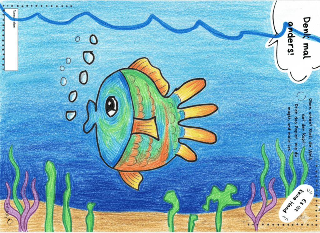 Ein Fisch? Logo - bei dem Ausmalbild Denk mal anders ist alles erlaubt!