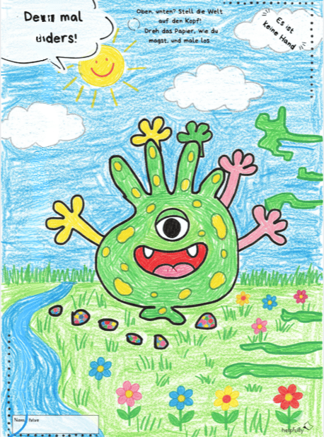 Ein lustiges Monster? Klar - bei dem Ausmalbild Denk mal anders ist alles erlaubt!