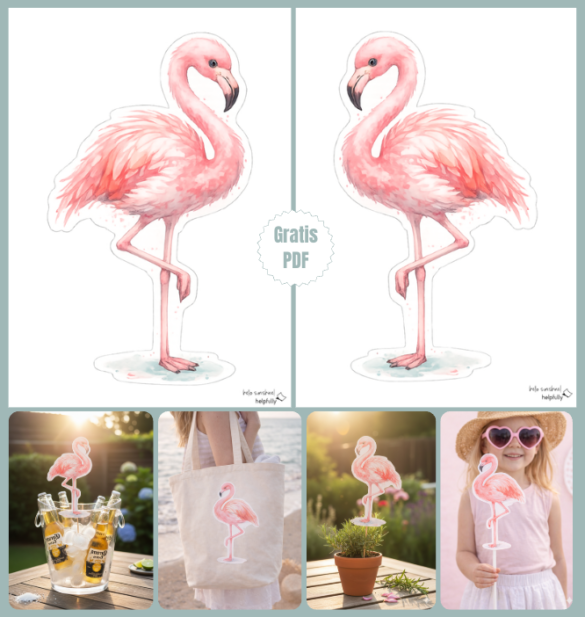 DIY-Vorlage mit coolem Flamingo zum Basteln sommerlicher Deko!