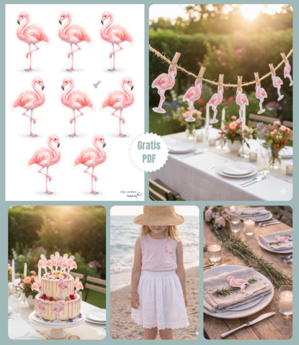 Vorlage mit coolen Flamingos zum Basteln sommerlicher DIYs