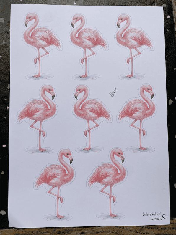 Ruckzuck Vorlage mit Flamingos ausdrucken, ausschneiden und losbalsteln!