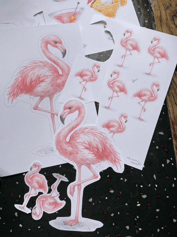 kleine und große Flamingos im Mix als Bastelmaterial nutzen!