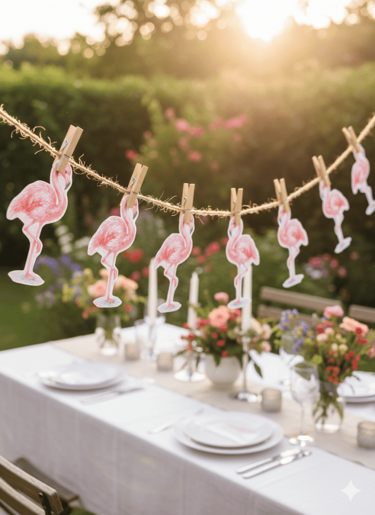 Papiergirlande mit Flamingos basteln und der Sommer ist angesagt!