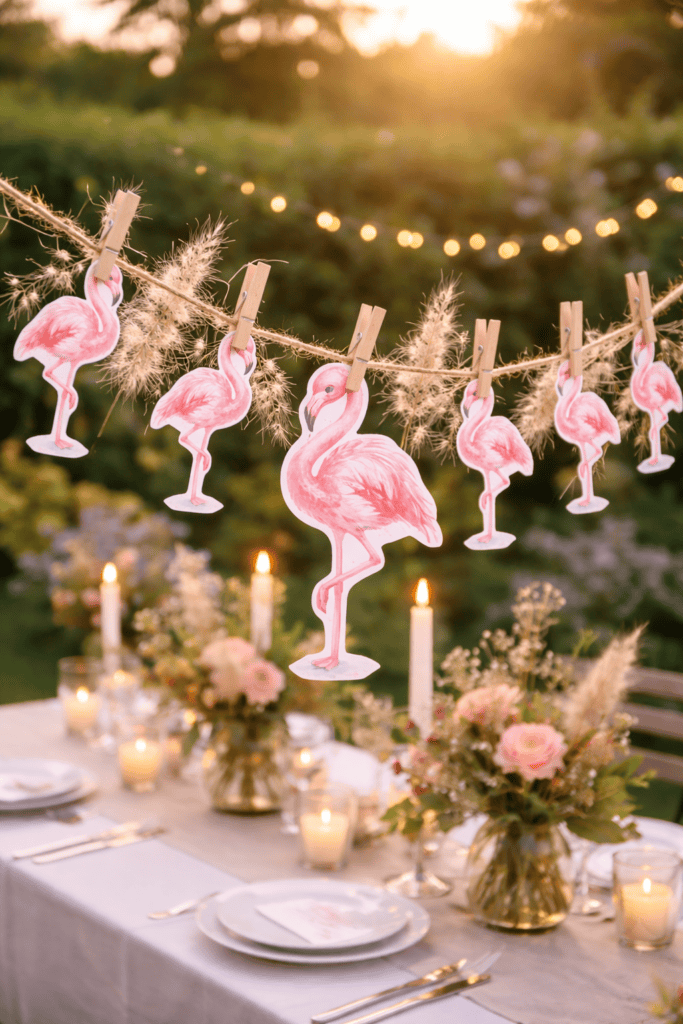 Papiergilande aus großen und kleinen Flamingos!