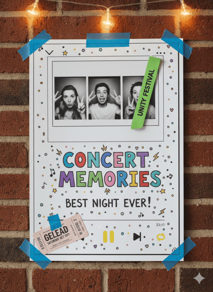 Coole Konzert-Erinnerungen basteln mit der Playlist Vorlage zum Ausdrucken