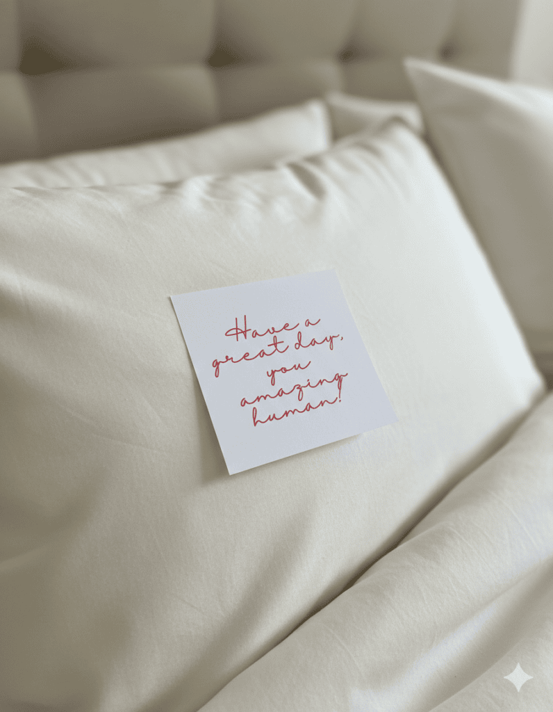 Guten Morgen Gruß auf dem Kopfkissen - mit den Love Notes zum Ausdrucken