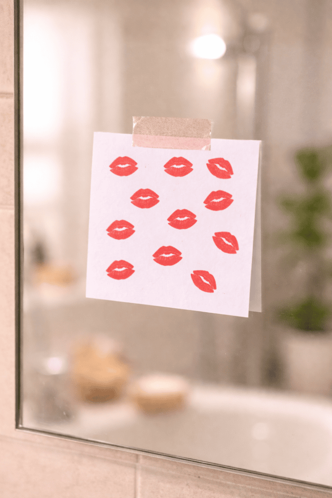 Küsse am Spiegel? Mit dem Zettel der Love Notes Vorlage herrlich easy!