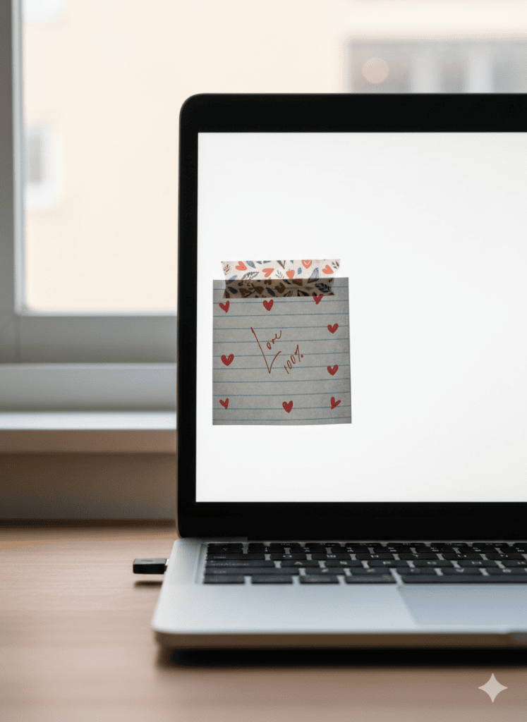 Liebesbotschaft am Computer mit Masking tape, easy!