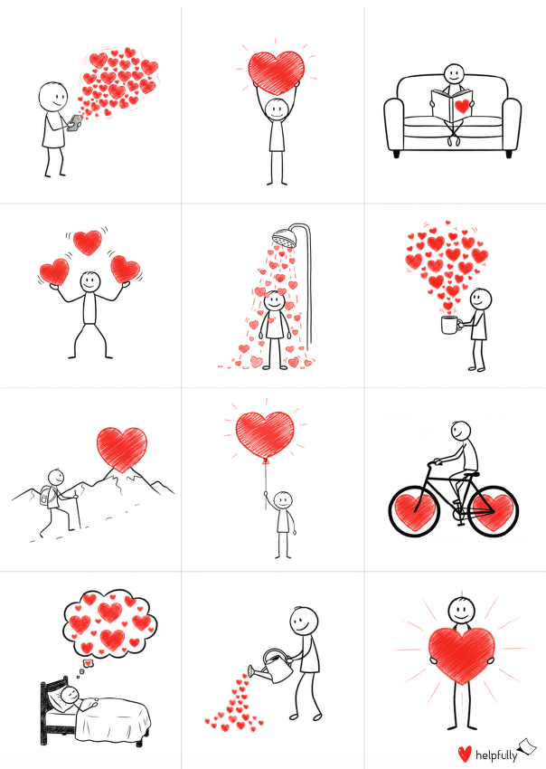 Coole Liebesbotschaften basteln mit der Vorlage Love Notes mit Strichmännchen zum Ausdrucken