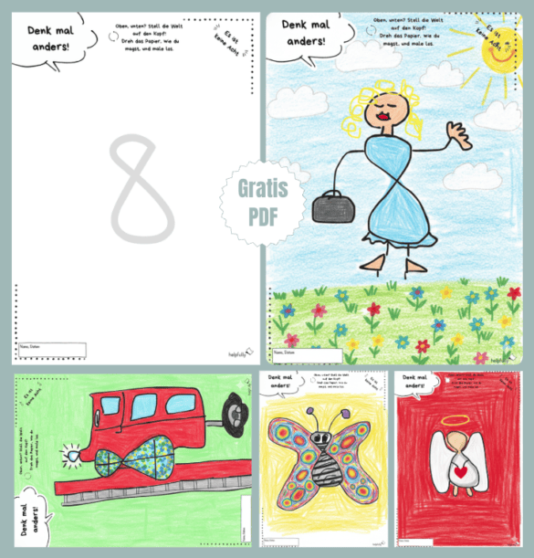 Denk mal anders Malvorlage für kreative Ideenreisen, es ist keine Acht