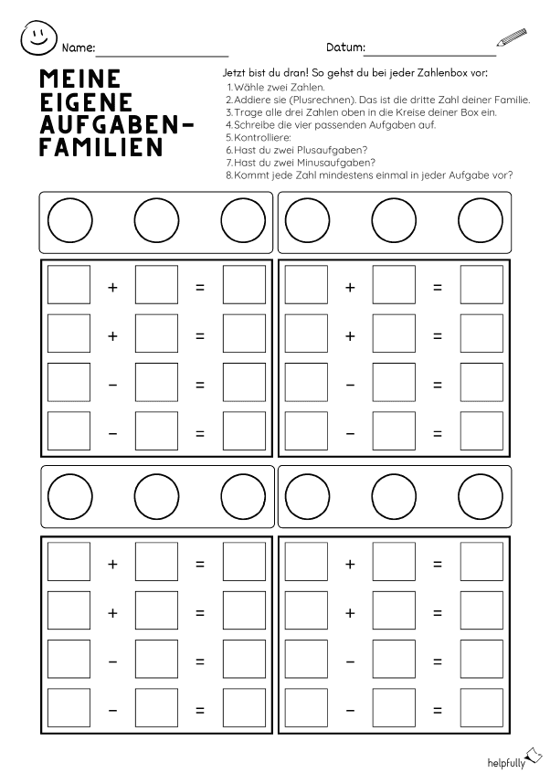 Eigene Aufgabenfamilien bauen - mit dem Arbeitsblatt für Mathe