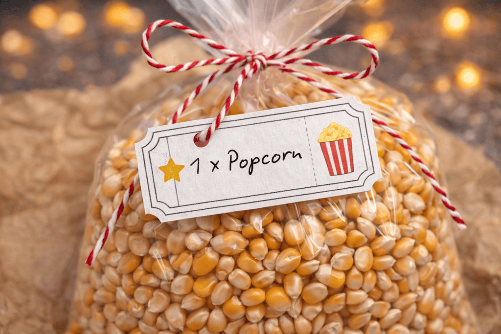 1 x Kinogutschein und das Popcorn sowieso - schnell gebastelt mit den Gutschein-Tickets zum Ausdrucken