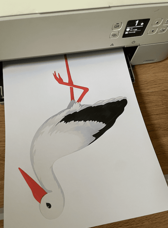 Storch zum Ausdrucken auf Papier und Basteln vieler Diys