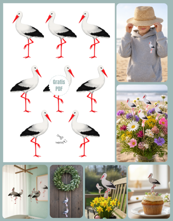 Mega schöne Papierdeko und mehr DIYs basteln mit den Störchen von helpfully