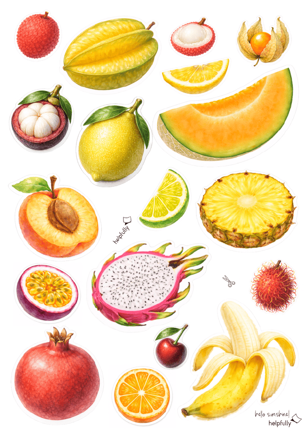 Mega Sommerdeko selber basteln - mit der Vorlage "Fruits" zum Ausdrucken