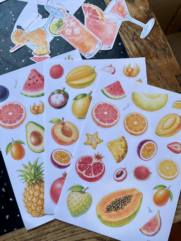 Früchte, die nach Sommer aussehen - hier als Bastelvorlage zum Ausdrucken