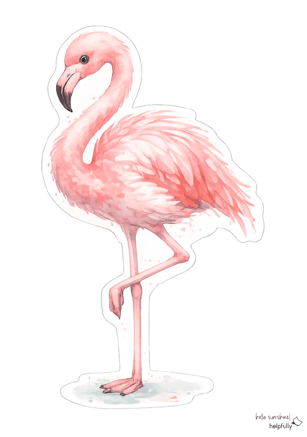 Großer Flamingo als DIY-Vorlage zum Ausdrucken, Blick links