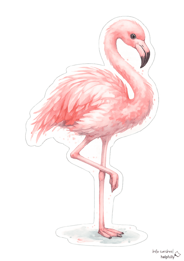 Großer Flamingo als DIY-Vorlage zum Ausdrucken, Blick techts