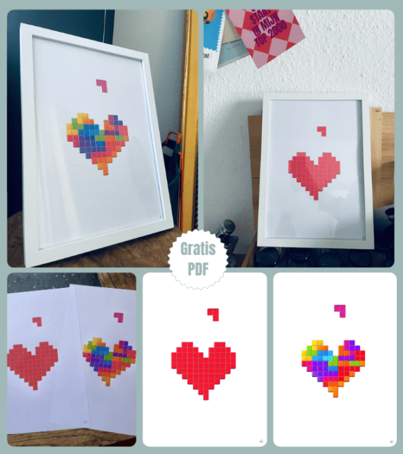 Liebes-Deko: Coole Bilder Tetris-Love zum Ausdrucken