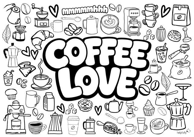 free coloring page for coffee lovers