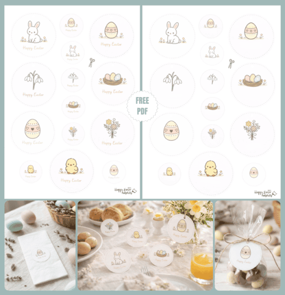 printable "Happy Easter" Tags for Treats, Gifts & Stickers