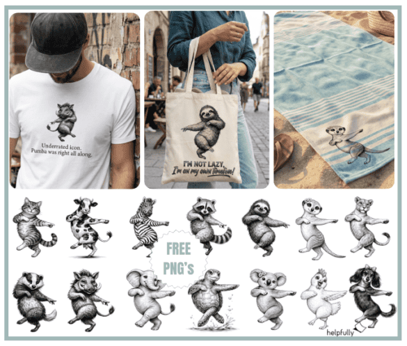 dncing animals- 18 Black & White Cliparts PNG Collection for free