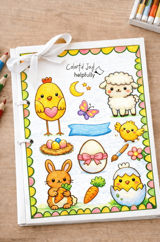 Malbuch mit einfachen Motiven für Kleinkinder zu Ostern und Frühling zum Ausdrucken als Gratis-PDF