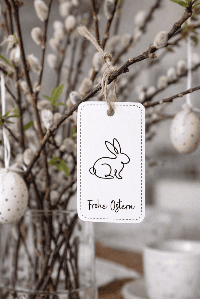 Auch am Osterzweig schön als Anhänger - die Etiketten
