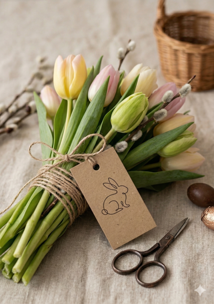 Frühlingsblumen verzieren - mit den Osteretiketten zum Ausdrucken